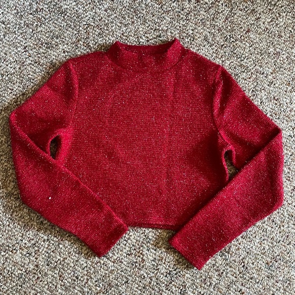 Red glittery cropped sweater - Picture 1 of 4